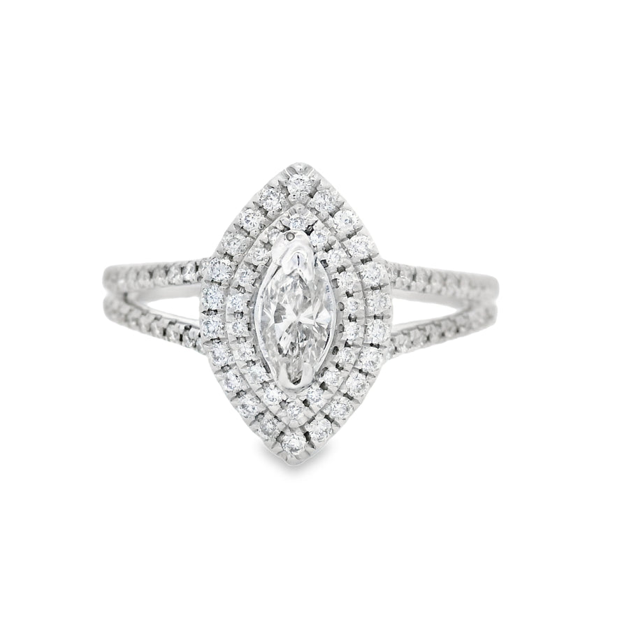 Marquise Double Halo Diamond Engagement Ring