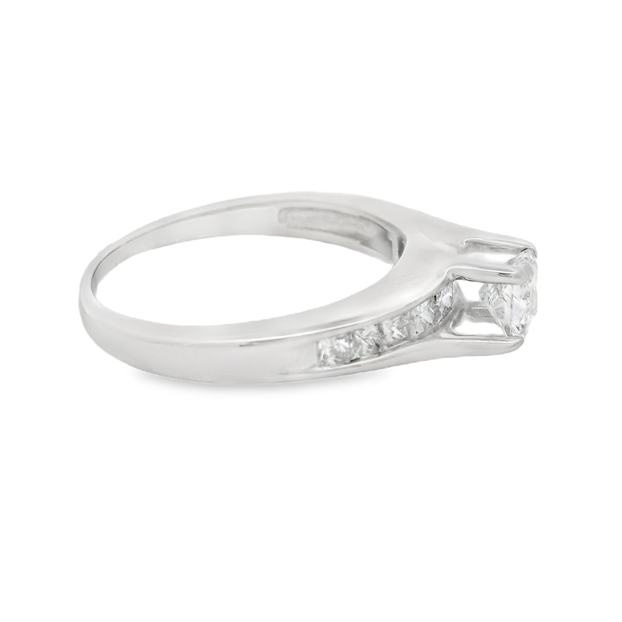 White Gold Twist Princess Diamond Channel Set Engagement Ring