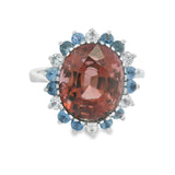 3.16 Pink Tourmaline Sapphire And Diamond Halo Vintage Ring