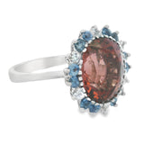 3.16 Pink Tourmaline Sapphire And Diamond Halo Vintage Ring