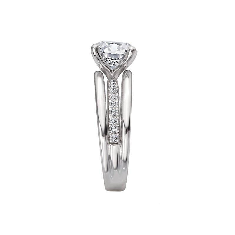Three Row Band Semi-Mount Diamond Engagement Ring