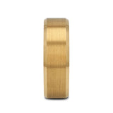 Thorsten Rings HONOR Gold-Plated Tungsten Beveled Polished Edges Flat Ring with Brushed Center - 6mm & 8mm