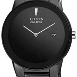 Citizen Eco-Drive Axiom AU1065-07E – Black Dial, Black Leather Strap, Minimalist Men’s Watch