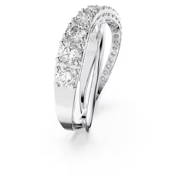 Swarovski Hyperbola ring Round cut, White, Rhodium plated