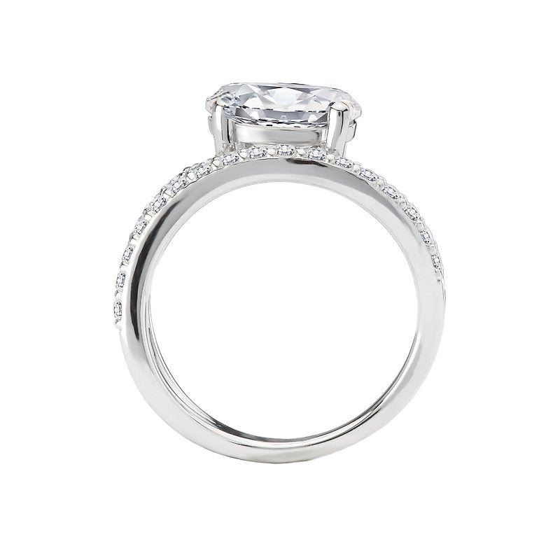 Semi-Mount Diamond Wave Band Engagement Ring