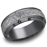 Benchmark – Tantalum Hammered Texture Grey Wedding Band, Comfort‑Fit, 7.5mm, Size 12 (Model CF675483TA)