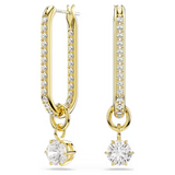 Swarovski Constella drop earrings Round cut, White, Gold-tone plated