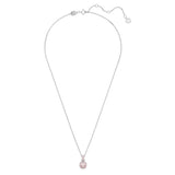 Birthstone pendant Square cut, June, Pink, Rhodium plated