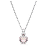 Birthstone pendant Square cut, June, Pink, Rhodium plated