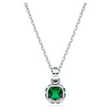 Birthstone pendant Square cut, May, Green, Rhodium plated
