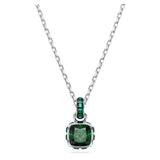Birthstone pendant Square cut, May, Green, Rhodium plated