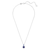 Birthstone pendant Square cut, September, Blue, Rhodium plated