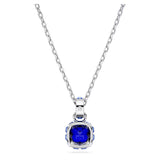 Birthstone pendant Square cut, September, Blue, Rhodium plated