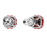 Birthstone stud earrings Square cut, July, Red, Rhodium plated