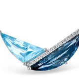 14KW Blue Topaz with Diamond Halo Station Necklace