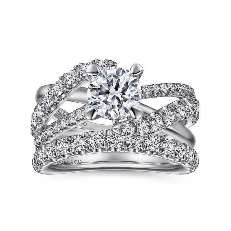 Gabriel & Co. Zaira – 14K White Gold Round Diamond Engagement Ring (ER12337R4W44JJ, 0.75 ct) – Shot 3
