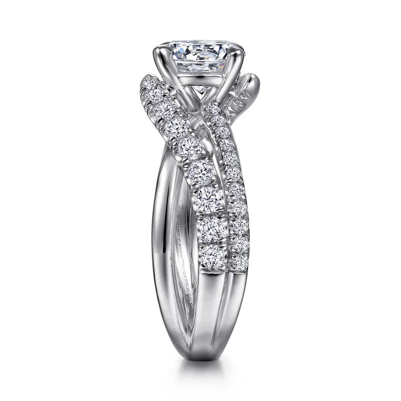 Gabriel & Co. Zaira – 14K White Gold Round Diamond Engagement Ring (ER12337R4W44JJ, 0.75 ct) – Shot 3