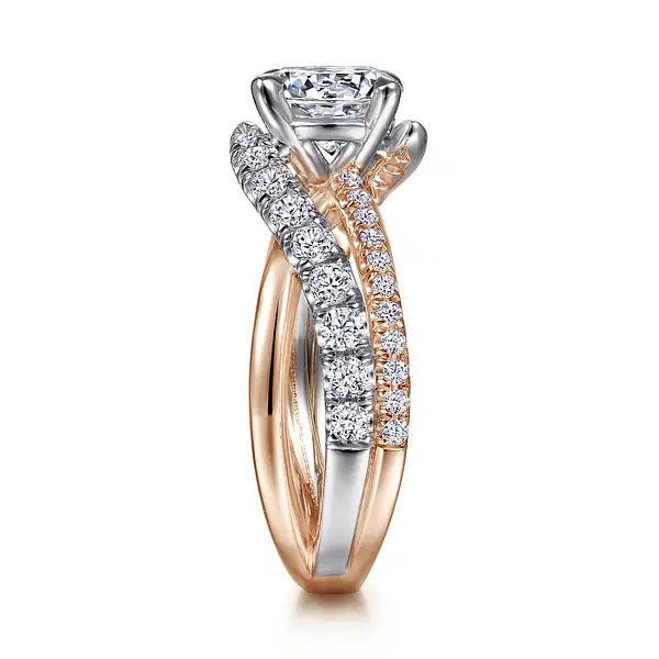Zaira - 14K White-Rose Gold Round Diamond Engagement Ring