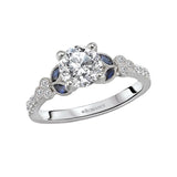 Romance Sapphire and Diamond Semi-Mount Engagement Ring