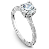 Noam Carver B004-02WME-050B – Vintage-Inspired Semi-Mount Engagement Ring, 14K White Gold with Diamond Accents