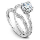 Noam Carver B004-02WME-050B – Vintage-Inspired Semi-Mount Engagement Ring, 14K White Gold with Diamond Accents