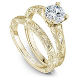 Noam Carver B006-03YME-100A Vintage-Inspired Engagement Ring – 14K Yellow Gold, Round Center Setting