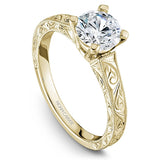 Noam Carver B006-03YME-100A Vintage-Inspired Engagement Ring – 14K Yellow Gold, Round Center Setting
