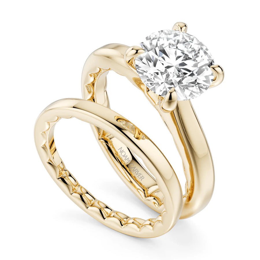 Noam Carver Luna High Polish Cigar Cathedral Solitaire Engagement Ring