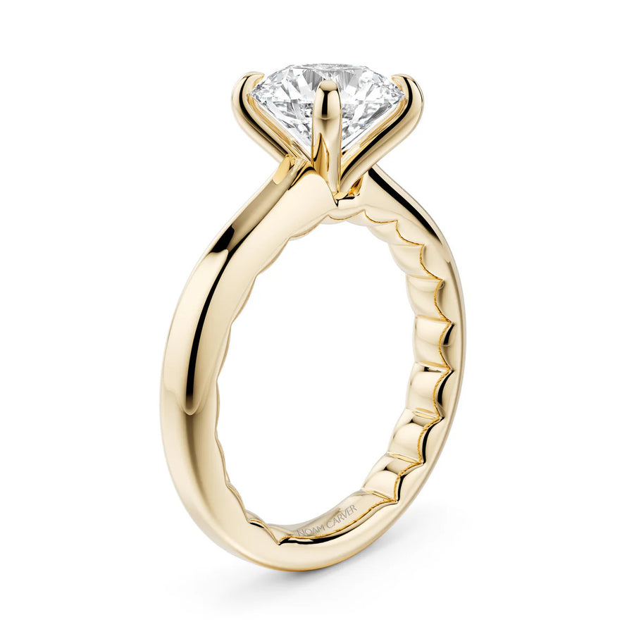 Noam Carver Luna High Polish Cigar Cathedral Solitaire Engagement Ring