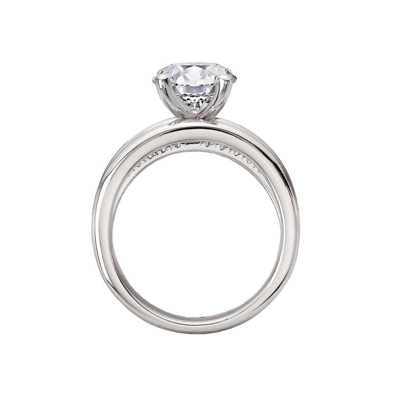 Three Row Band Semi-Mount Diamond Engagement Ring