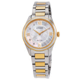 Citizen Eco-Drive Arezzo EM0874-57D – Two-Tone Stainless Steel Bracelet, White Dial with Diamond Accents Ladies’ Watch