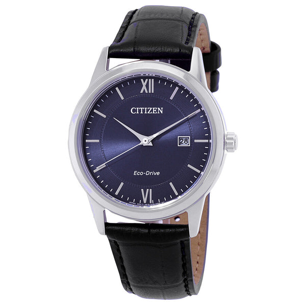 Citizen AW1780-09L Classic – Men’s Eco-Drive Stainless Steel Blue Dial Black Leather Strap Watch