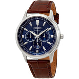 Citizen Corso BU2070-12L Men's Eco-Drive Watch – Blue Dial, Brown Leather Strap
