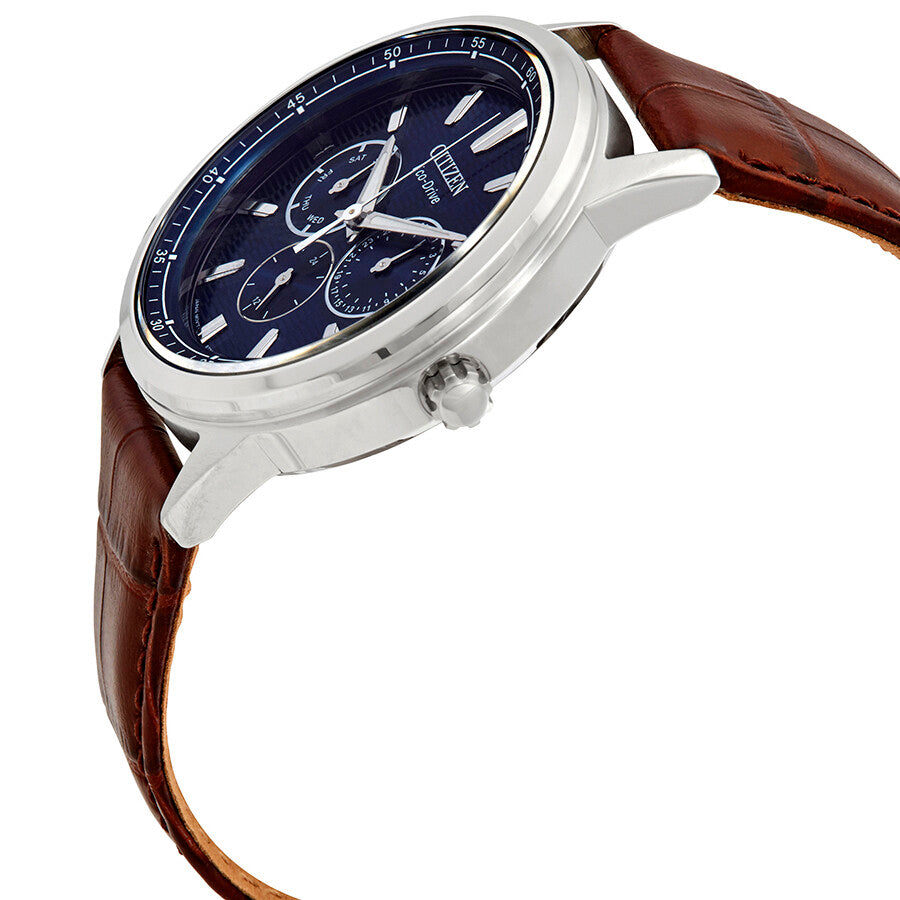 Citizen Corso BU2070-12L Men's Eco-Drive Watch – Blue Dial, Brown Leather Strap