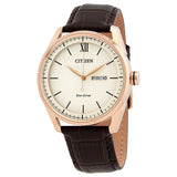 Citizen AW0082-01A Classic – Men’s Eco-Drive Rose Gold Ivory Dial Brown Leather Strap Watch