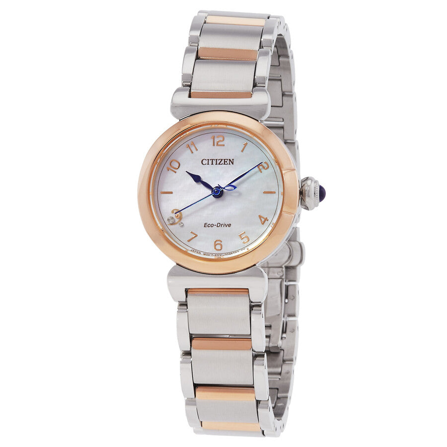 L Mae White Mother of Pearl Dial Ladies Watch