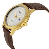 Citizen AW1232-04A Corso – Men’s Eco-Drive Gold-Tone Ivory Dial Brown Leather Strap Watch