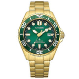 Citizen BN0262-59W Promaster Diver – Men’s Eco-Drive Gold-Tone Stainless Steel Green Dial 200M Dive Watch