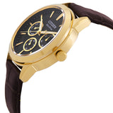 Citizen BU2112-06E Rolan Eco-Drive – Men’s Gold-Tone Stainless Steel Black Dial Brown Leather Multifunction Watch
