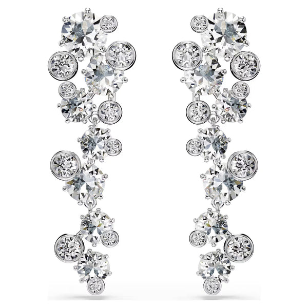 Swarovski Constella drop earrings Mixed cuts, White, Rhodium plated