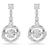 Swarovski Constella drop earrings Round cut, Dancing stone, White, Rhodium plated 5738194