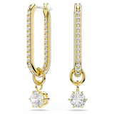 Swarovski Constella drop earrings Round cut, White, Gold-tone plated