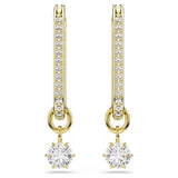 Swarovski Constella drop earrings Round cut, White, Gold-tone plated