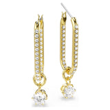 Swarovski Constella drop earrings Round cut, White, Gold-tone plated