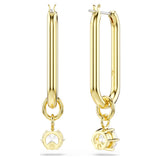 Swarovski Constella drop earrings Round cut, White, Gold-tone plated