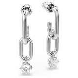 Swarovski Constella drop earrings Round cut, White, Rhodium plated