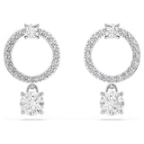 Swarovski 5563278 Attract Circle Pierced Earrings – White Crystals, Rhodium Plated