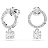 Swarovski 5563278 Attract Circle Pierced Earrings – White Crystals, Rhodium Plated