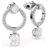 Swarovski 5563278 Attract Circle Pierced Earrings – White Crystals, Rhodium Plated