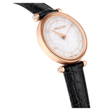 Crystalline wonder watch Swiss Made, Leather strap, Black, Rose gold-tone finish